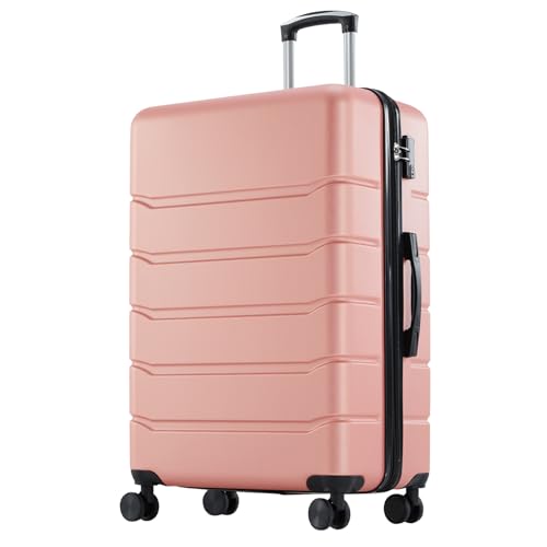 OLIXIS 28 Inch Luggage, Hardside Checked Suitcase with Spinner Wheels, Lightweight ABS Hard Shell Travel Luggage, TSA Approved Lock, Expandable Large Suitcase for Business & Travel–Pink