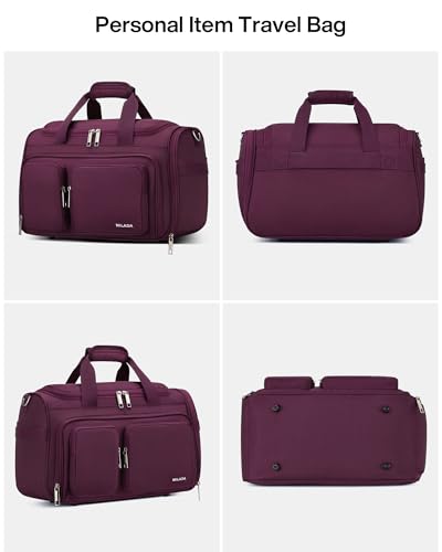MILADA Underseat Carry On Luggage Bags for Travel Lightweight Foldable Carry On Bags for Airplanes Small Duffle Bag for Men Women TSA Approved Underseat Bag Travel Tote Bags, Purple