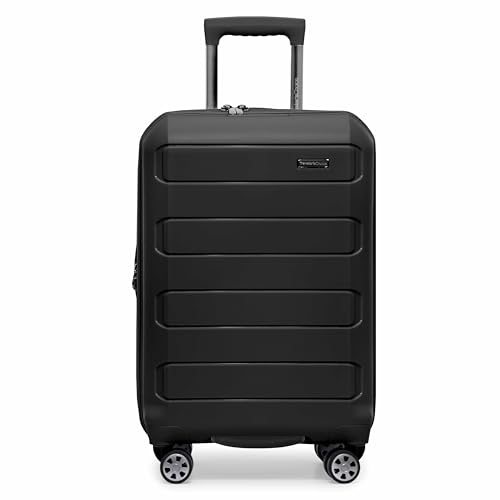 Traveler's Choice Pagosa Hardshell Expandable Luggage with Spinner Wheels, Black, 2-Piece Set (22/26)