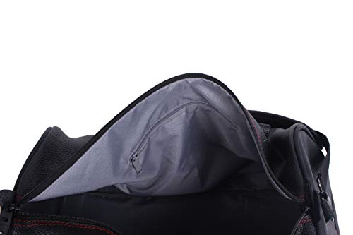 Pathfinder 20'' Leather Messenger Laptop Briefcase Shoulder Satchel Bag (20in, Black/Red)