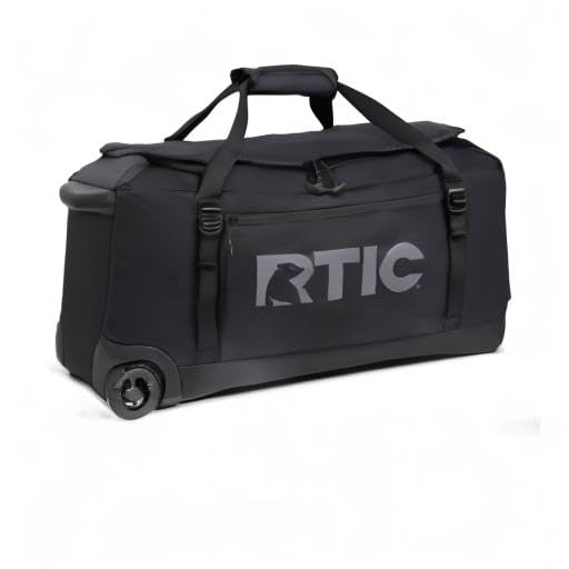 RTIC Road Trip Rolling Duffle Bag with Wheels for Men and Women, Traveling Tote for Camp, Travel, Gym, Weekender, Camping, Overnight Carry On, Sports, Spacious, Water Resistant, Large, Black