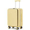 mixi Carry On Luggage, 20'' Suitcase with Front Pocket, Travel Rolling Luggage Aluminum Frame PC Hardside with Spinner Wheels & TSA Lock and Cover - Lark Yellow