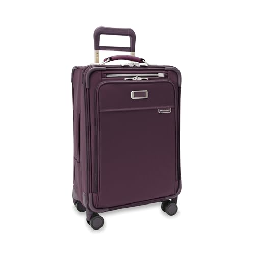 Briggs & Riley Essential 22" Carry On Expandable Spinner - Luggage for Travel, Suitcases with Wheels, Softside Rolling Bag for Men & Women, Self-Repairing Zipper - Baseline Collection, Plum