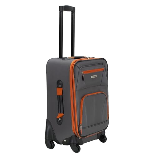 Rockland Pasadena Expandable Spinner Carry-on 19", Charcoal
