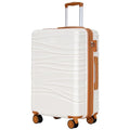 Romswi 28" Large Checked Luggage, PC+ABS Hardshell Suitcase with Dual Spinner Wheels, Lightweight Hard Side Travel Luggage with YKK Zipper, Scratch-Resistant, White