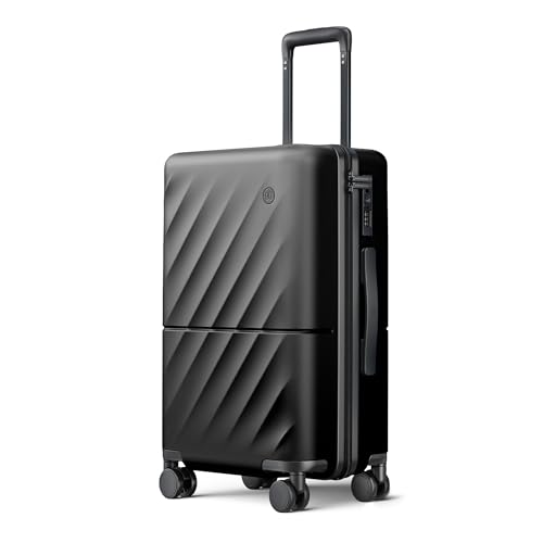 NINETYGO Carry On Suitcase, 20 Inch Carry-On Luggage with Double Spinner Wheels, Anti-Burst Zipper, Hard Case PC Suitcase Carry On, Lightweight Travel Luggage, TSA Approved (Onyx Black, Hudson)