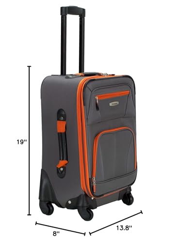 Rockland Pasadena Expandable Spinner Carry-on 19", Charcoal