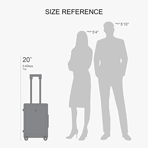 LEVEL8 Rolling Carry on Luggage Airline Approved, Carry-on Suitcases with Wheels, Lightweight Luminous Textured Luggage for Men Women, Tsa Lock, 20 Inch, Dark Grey
