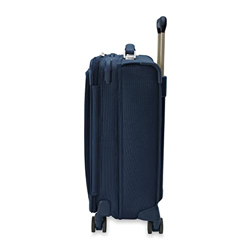 Briggs & Riley Global 21" Carry On Expandable Spinner - Luggage for International Travel, Suitcases with Wheels, Softside Rolling Bag for Men & Women, Self-Repairing Zipper - Baseline Collection, Navy