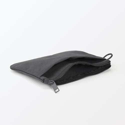 MUJI Wrinkled Nylon Flat Pouch - Medium For Frequent Travelers Dark Gray