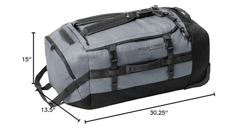 Eagle Creek Cargo Hauler Wheeled Duffel - Durable Duffel Bag for Travel - Easy Access Compartment - Deployable Backpack Straps - Lockable Zipper Opening - Charcoal - 110L