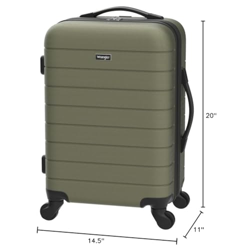 Wrangler Smart Spinner Hardside Luggage, 22-Inch Carry-On, Olive Green
