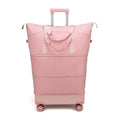Dufanxi Expandable Rolling Travel Bag with Removable Wheels & Handle, Large Capacity Wheeled Duffle Tote, Foldable Carry On Luggage for Women, Lightweight Weekender Overnight Bag (Pink)