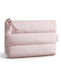 BAGSMART Small Makeup Bag, Puffy Portable Cosmetic Pouch with Charm Zipper, Water-Resistant Travel Organizer for Women (Baby Pink, Small)
