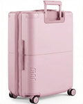July Checked Expandable - 24.5" Airline Approved Check In Luggage with Wheels, Spinner Suitcase for Men & Women - TSA Lock Rolling Suitcase, Spinner Wheels, Expansion Zip, Y-Strap - Blush Pink