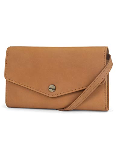 Timberland Women's Rfid Leather Crossbody Wallet Phone Bag With Detachable Crossbody Strap, Wheat (Nubuck), One Size