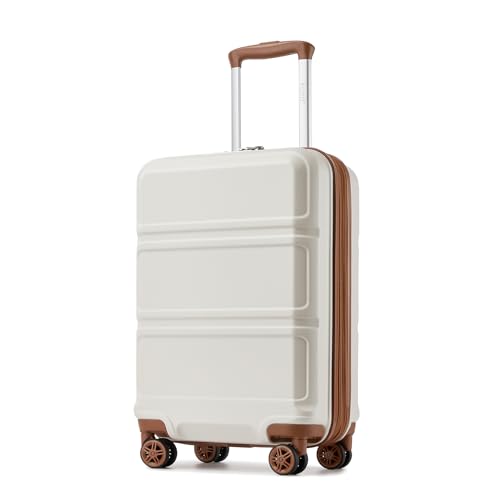 Kono Carry On Luggage 22x14x9 Airline Approved with Spinner Wheels,Lightweight PC+ABS 20 Inch Luggage with TSA Lock,Expandable Hard Shell Carry On Suitcases for Men Women,White