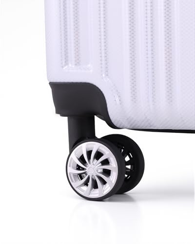 Coolife Luggage Expandable(only 28") Suitcase PC+ABS Spinner 20in 24in 28in Carry on (white grid new, 5 piece set)