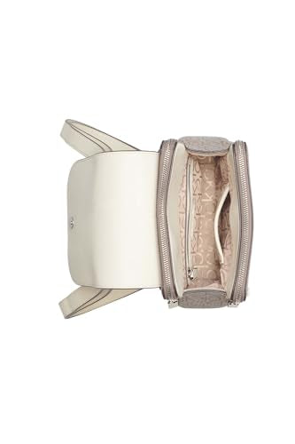 Calvin Klein Reyna Signature Key Item Flap Backpack, Almond/Taupe/White, One Size
