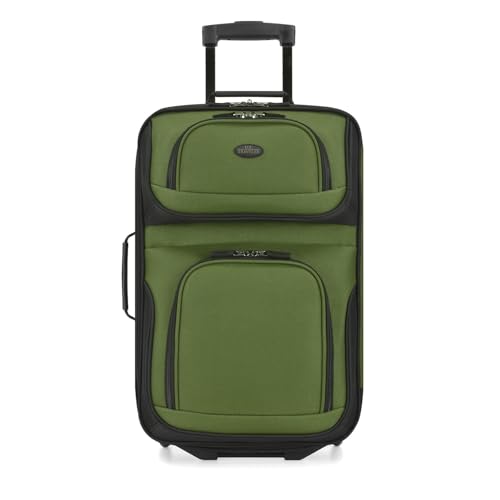 U.S. Traveler Rio Lightweight Softside Rolling Carry-on Suitcase, 2-Wheel Single, Green
