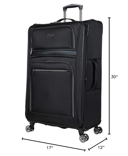 Kenneth Cole REACTION Rugged Roamer Lightweight Softside Expandable 8-Wheel Spinner Luggage, Black, 2-Piece (20” Carry-On/28” Check Size)