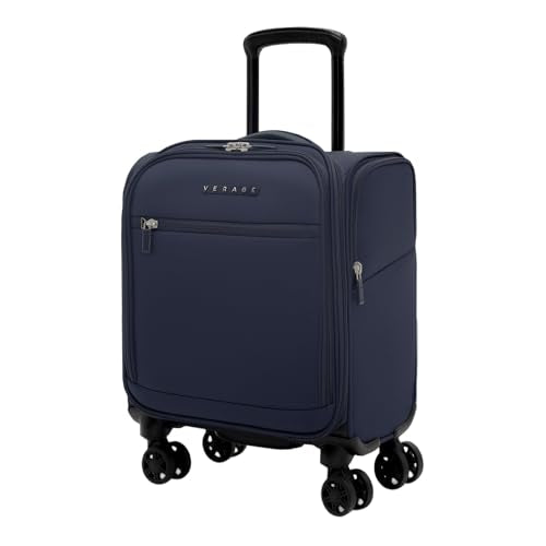 Verage Under Seat Luggage with Wheels, Softside Small Suitcase Spinner Carry On Luggage Bags for Airlines Airplanes Short Trip Men Women (Navy, 14-Inch Underseat)
