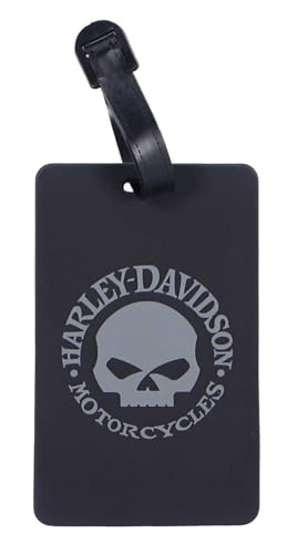 Harley-Davidson Set of 2 Luggage Tags, Gray Willie G Skull Logo - Black