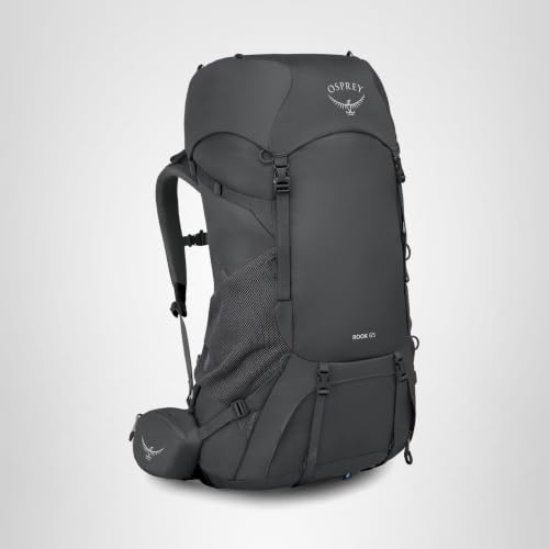 Osprey Rook 65L Men's Backpacking Backpack, Dark Charcoal/Silver Lining