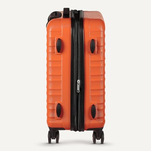 Amazon Basics 26" Hardside Medium Checked Luggage, Expandable Hardshell Suitcase with Wheels, Scratch-Resistant Surface, Four Multi-directional Wheels, Orange