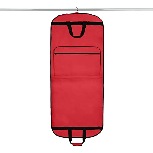 Dalix 60" Foldable Garment Bag Suits Cover Dresses w Front Pocket Red