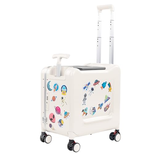Lavoker 20" Ride-On Suitcase for Kids Lightweight Carry-On Luggage with Detachable Seat&Dual Telescoping Handles&360°Silent Spinner Wheels & TSA Lock