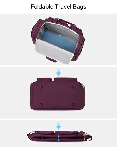 MILADA Underseat Carry On Luggage Bags for Travel Lightweight Foldable Carry On Bags for Airplanes Small Duffle Bag for Men Women TSA Approved Underseat Bag Travel Tote Bags, Purple