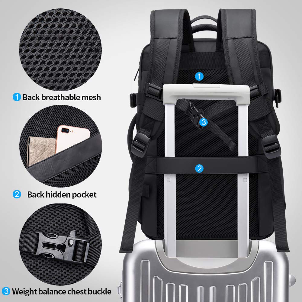 35L Travel Backpack,Flight Approved Carry On Backpack for International Travel Bag, Water Resistant Durable 17 - inch Laptop Backpacks,Large Daypack Business Weekender Luggage Backpack for Men Women