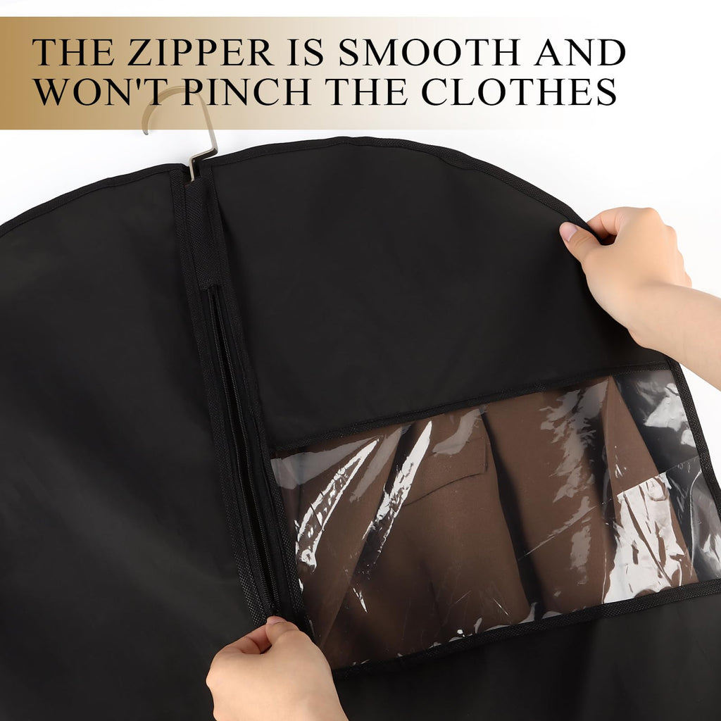 39 - Inch Garment Bags Covers,Hanging Clothes Bag, Suit Cover Bags with Clear Window for Hanging Closet Clothes Storage and Travel (Black - 39Inch)