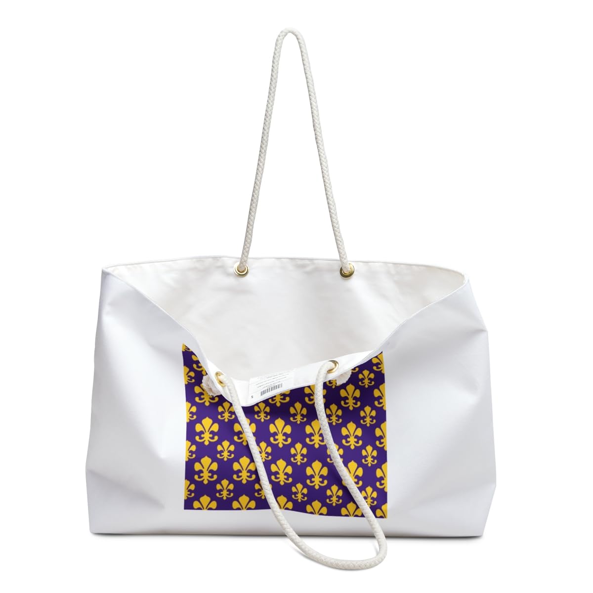 3dRose Fleur de lis pattern in LSU colors Dark Purple and Canary Yellow Weekender Bag