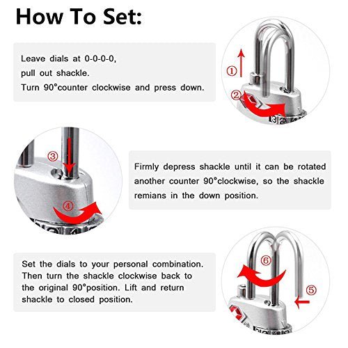 4 Dial Digit TSA Approved Travel Luggage Locks Combination for Suitcases (Silver - 4pack)