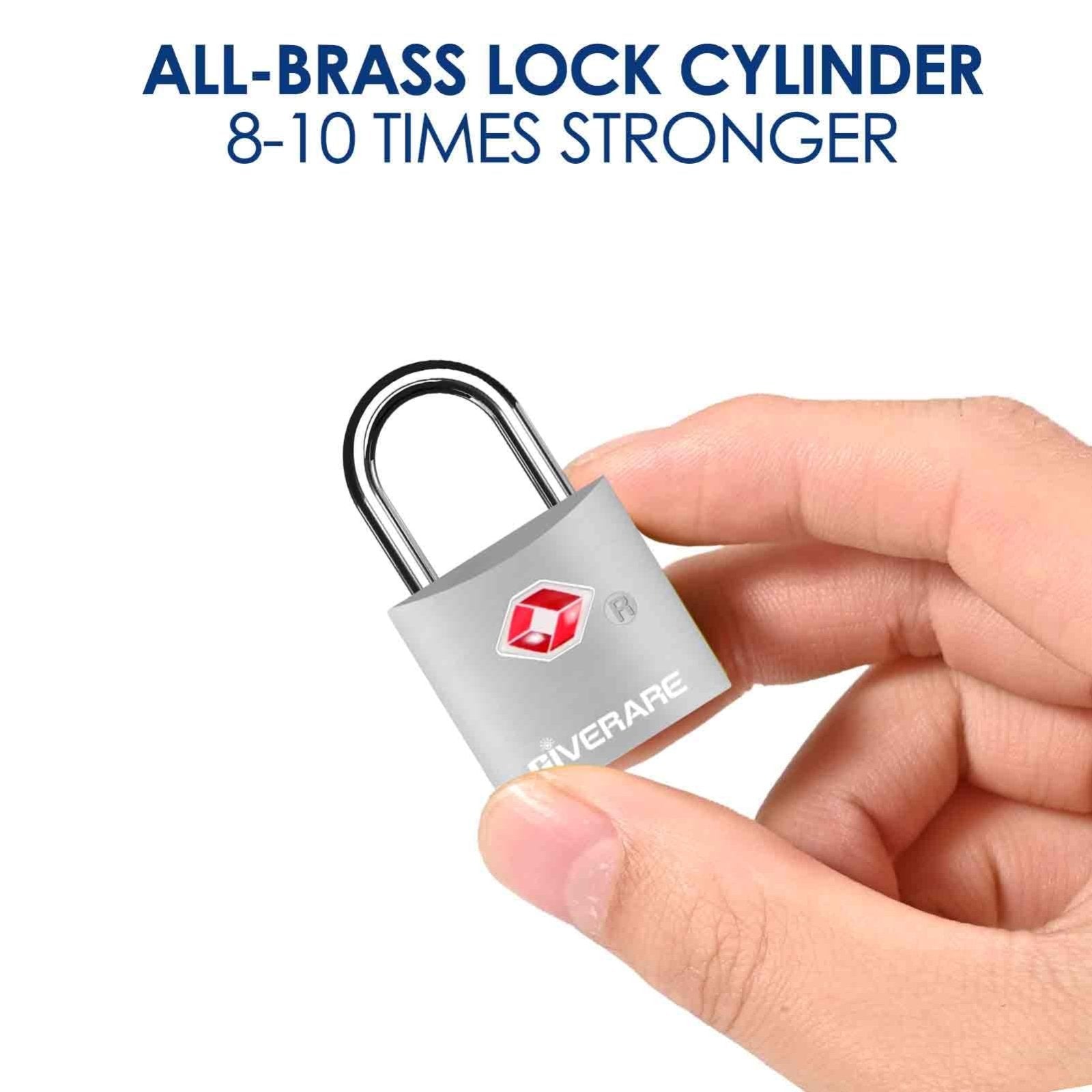 4 Pack TSA Approved Travel Luggage Locks with Keys, Aluminum Alloy Keyed Padlock, Small Metal Suitcase Lock, Weatherproof Padlocks for Backpack, Gym Locker, Bag, Case, Jewelry Box, Anti Theft - Silver