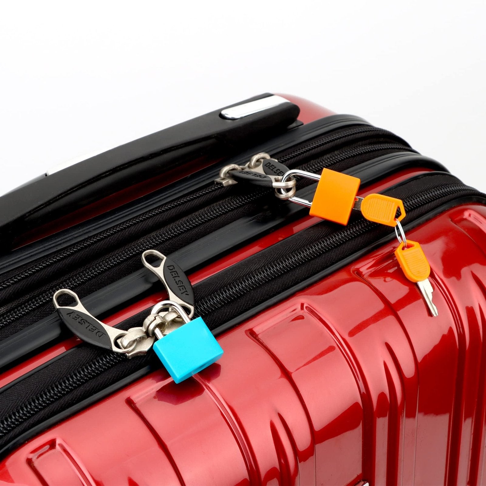 4 Pcs Suitcase Locks with Keys Multicolor Mini Keyed Padlock Febwind Metal Padlock Luggage Padlocks Plastic - Covered Copper Keyed Padlock for Suitcase, Backpack, Boxes, Laptop Bag