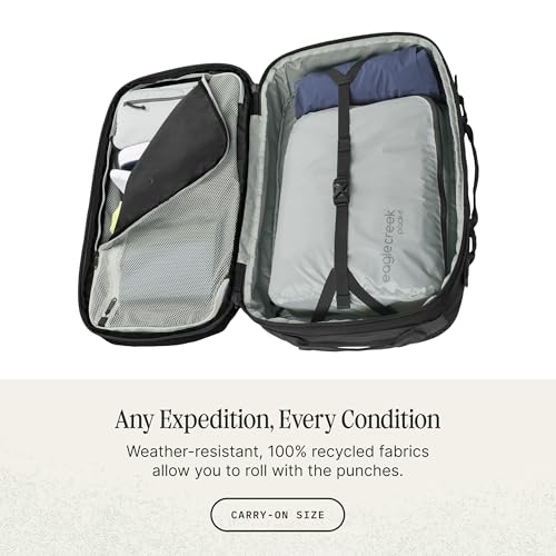 eagle creek Tour Travel Pack 40L – Lightweight, Carry-On Size Backpack with Expandable Storage, Laptop Compartment - Has Travel-Ready Features for Global Adventures - Black