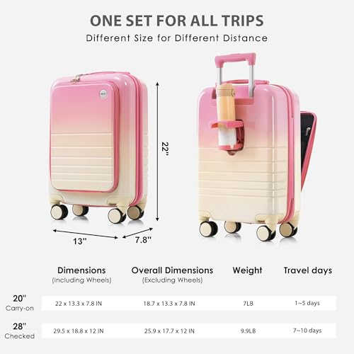 Set of 4, ABS Hardside Luggage Sets TSA Lock Spinner Wheel Suitcase