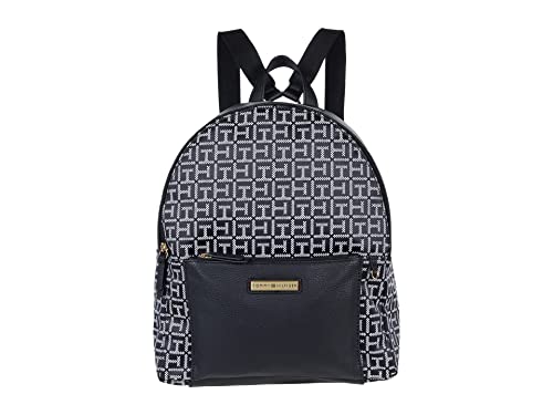 Tommy Hilfiger Naomi II Dome Backpack with Pouch Square Monogram Jacquard Black/White One Size