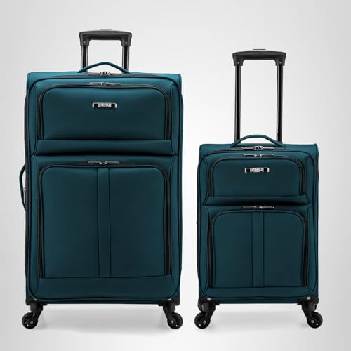 U.S. Traveler Anzio Softside Expandable Luggage with Spinner Wheels, Teal, 26-Inch Medium