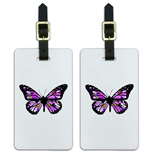 Butterfly with Flowers Luggage ID Tags Suitcase Carry-On Cards - Set of 2