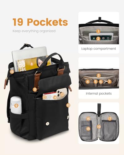 LOVEVOOK Laptop Backpack for Women, Teacher Nurse Work Laptop Bag, Waterproof Travel Backpack Purse, Business Computer Backpack, Cute Bookbag College Student Gift Nursing School Backpack, 15.6 Inch