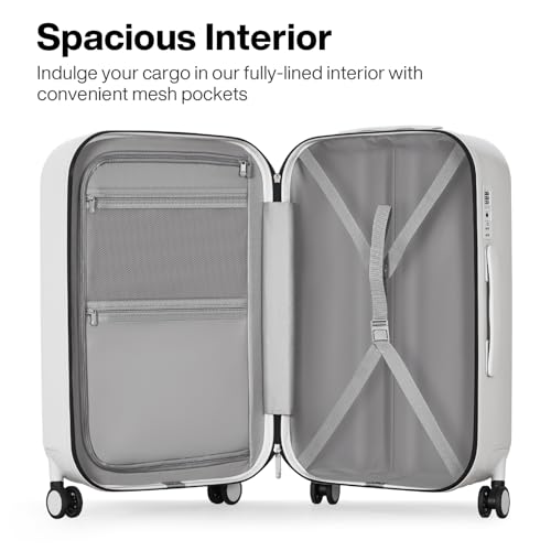 mixi 26 Inch Large Checked Luggage PC Hardshell Suitcases with Wheels for Travel Woman Men, Smoke White