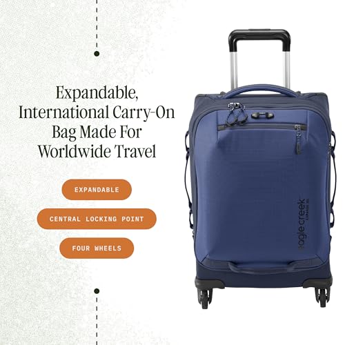 Eagle Creek Expanse 4-Wheel 21.5" International Carry-On Luggage - Four-Wheel Carry-On Luggage for Easy Travel - Lockable Zippers - Expandable Main Compartment - Telescoping Handles - Pilot Blue
