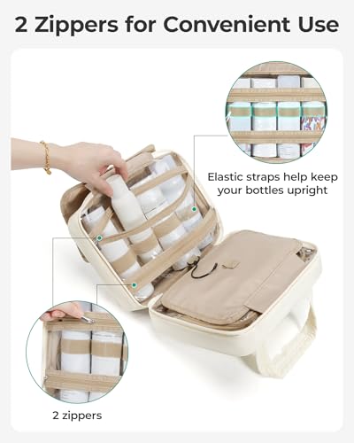 BAGSMART Travel Toiletry Bag for Womne, Hanging Travel Bag for Toiletries, Puffy Makeup Cosmetic Bag Organizer, Carry-on Travel Accessories Essentials, Black