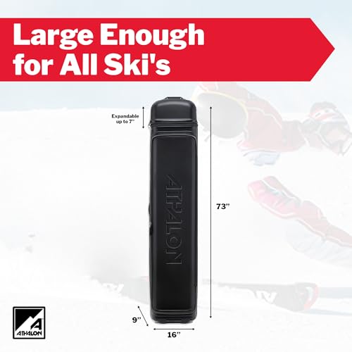 Athalon The Vault Hardshell Rolling Ski Case, Rugged Expandable Equipment Case with Smooth-Glide Wheels, Holds Two Pairs of Skis or Two Snowboards with Boots, Black