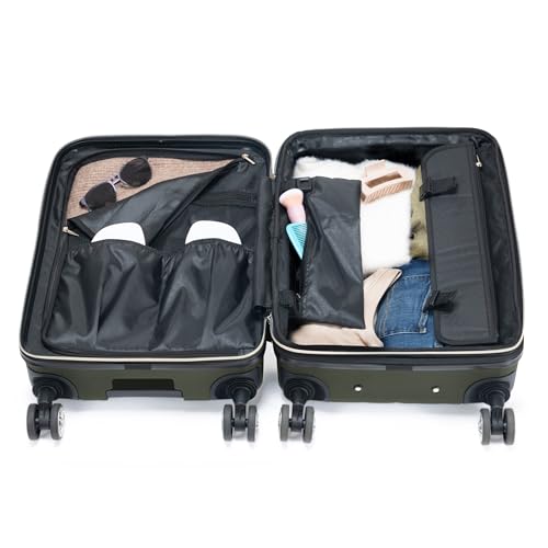 Kenneth Cole REACTION Madison Square Lightweight Hardside Chevron Expandable Spinner Luggage, Olive, 20-Inch Checked