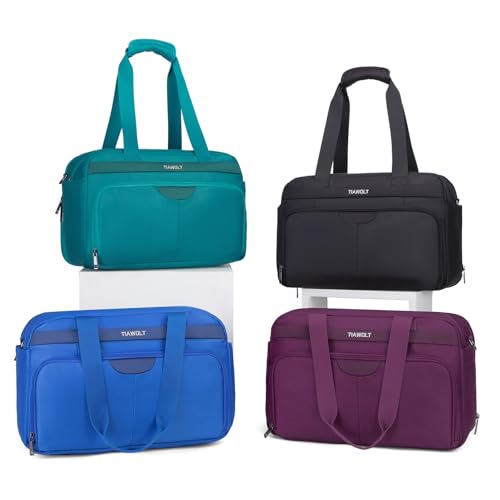 TIAWOLT Carry-On Luggage Travel Duffel Bag Underseat for Airplanes, Sports Gym Bag with Shoulder Strap, Weekender Overnight Bag for Women and Men, Blue
